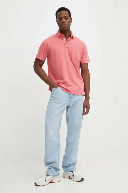 Polo majica s dodatkom lana Polo Ralph Lauren roza