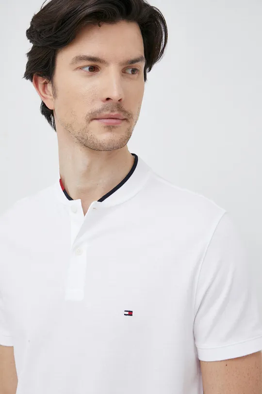 λευκό Βαμβακερό μπλουζάκι πόλο Tommy Hilfiger