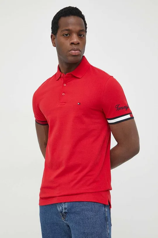 czerwony Tommy Hilfiger polo bawełniane Męski