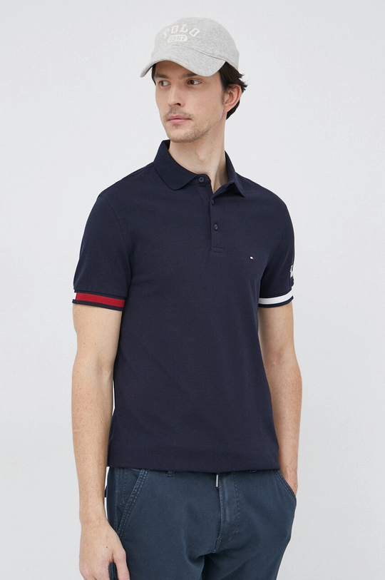 tmavomodrá Bavlnené polo tričko Tommy Hilfiger