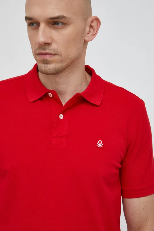 červená Bavlnené polo tričko United Colors of Benetton Pánsky
