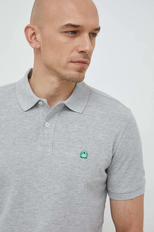 sivá Bavlnené polo tričko United Colors of Benetton Pánsky