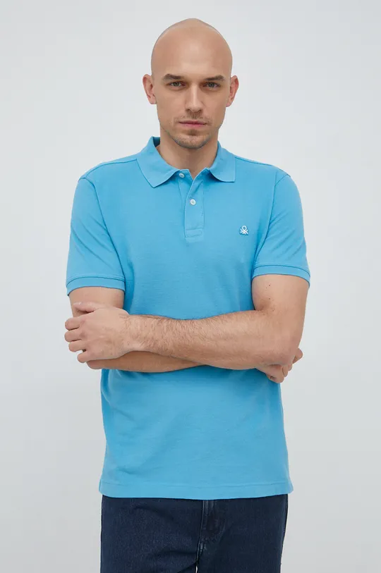 plava Pamučna polo majica United Colors of Benetton Muški