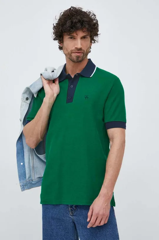 πράσινο Βαμβακερό μπλουζάκι πόλο United Colors of Benetton Ανδρικά