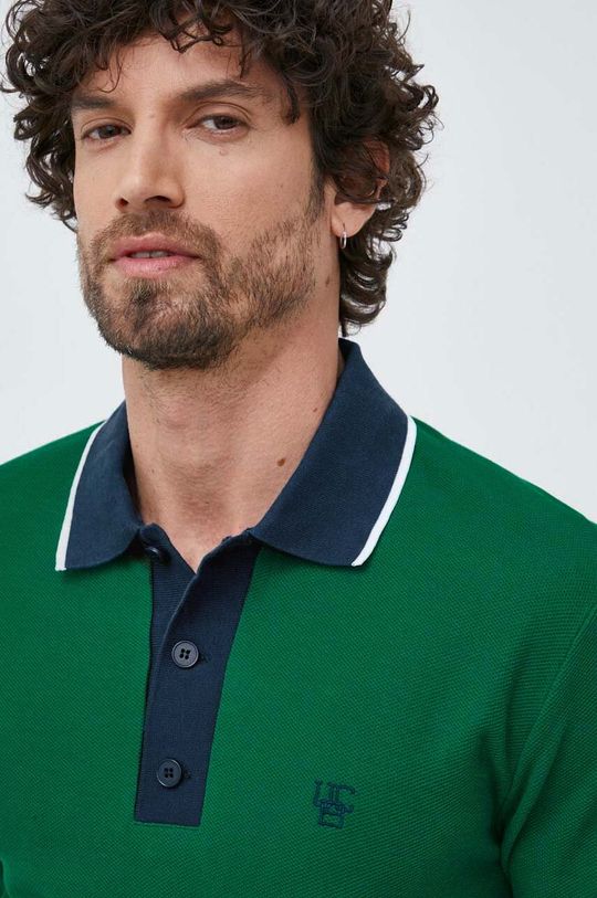 zelená Bavlněné polo tričko United Colors of Benetton