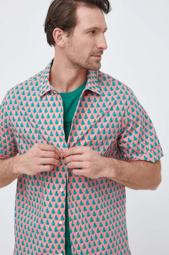 ružová Bavlnená košeľa United Colors of Benetton Pánsky