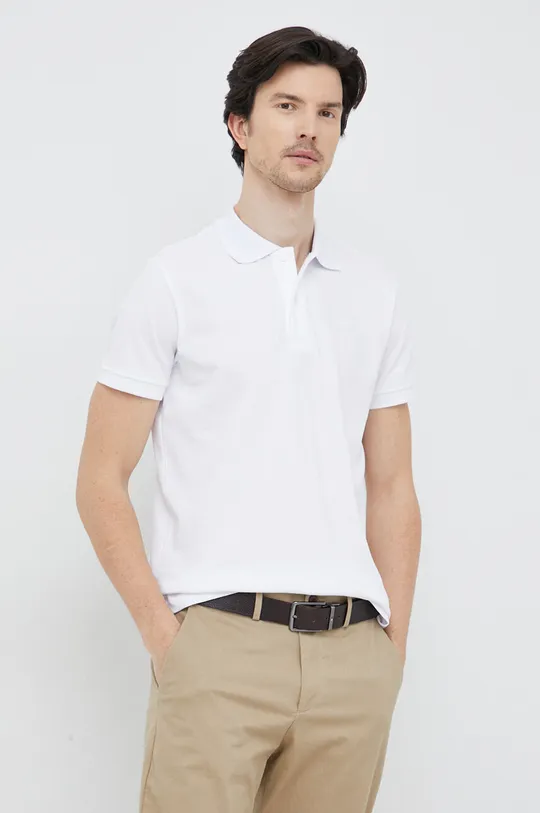 λευκό Βαμβακερό μπλουζάκι πόλο Geox Ανδρικά