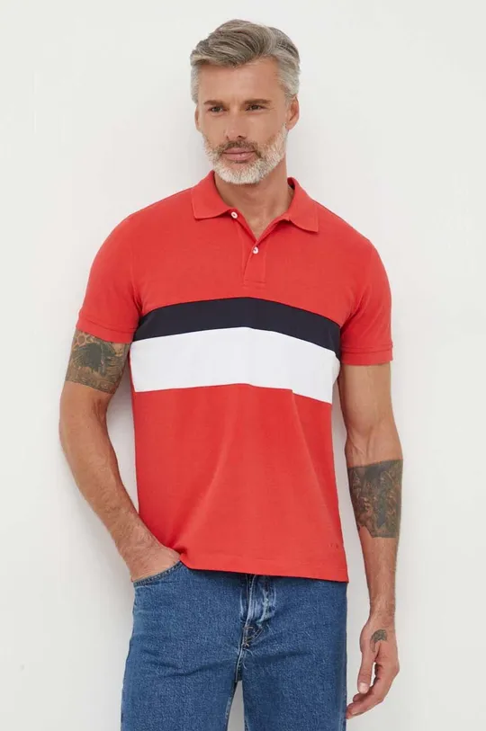 κόκκινο Βαμβακερό μπλουζάκι πόλο Geox Ανδρικά