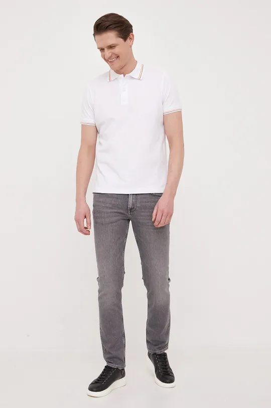 Βαμβακερό μπλουζάκι πόλο Geox λευκό