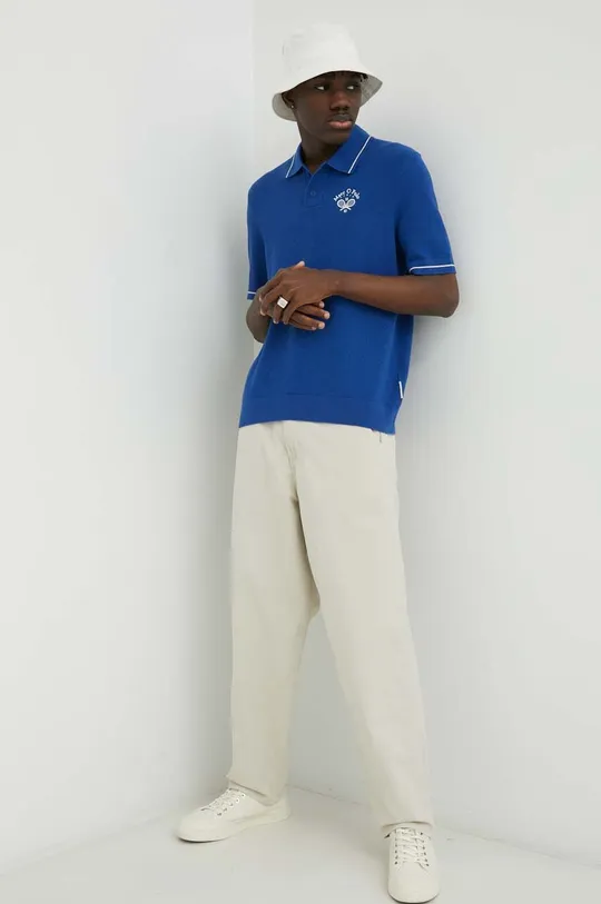 Βαμβακερό μπλουζάκι πόλο Marc O'Polo DENIM μπλε