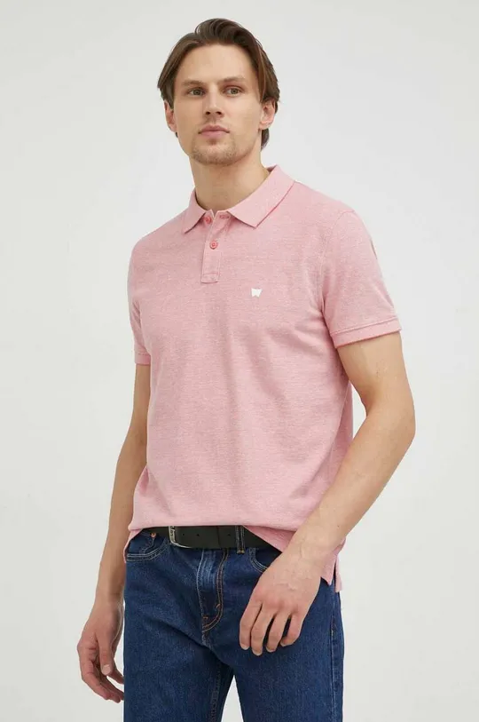 ροζ Βαμβακερό μπλουζάκι πόλο Wrangler Ανδρικά