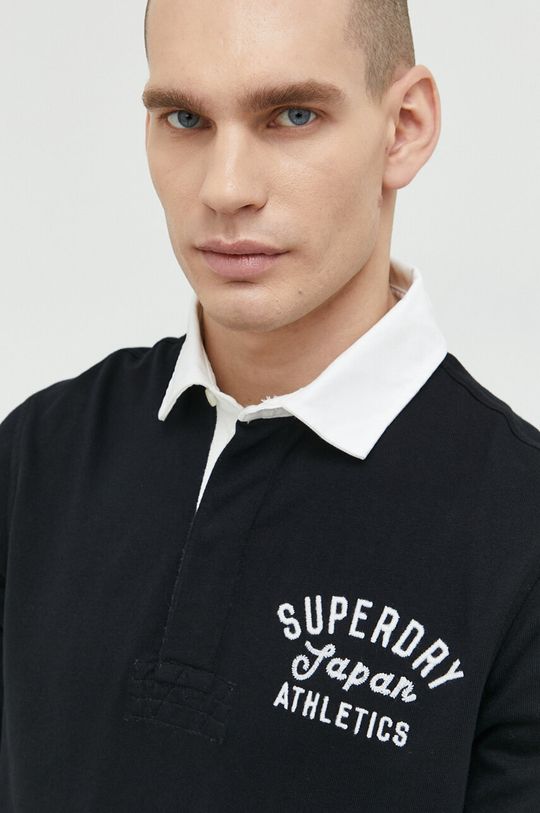 černá Bavlněné tričko s dlouhým rukávem Superdry