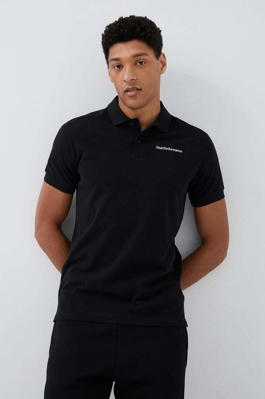 czarny Peak Performance polo bawełniane Męski