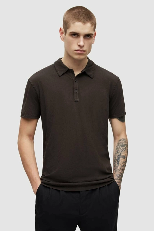 czarny AllSaints polo bawełniane FIGURE SS POLO Męski