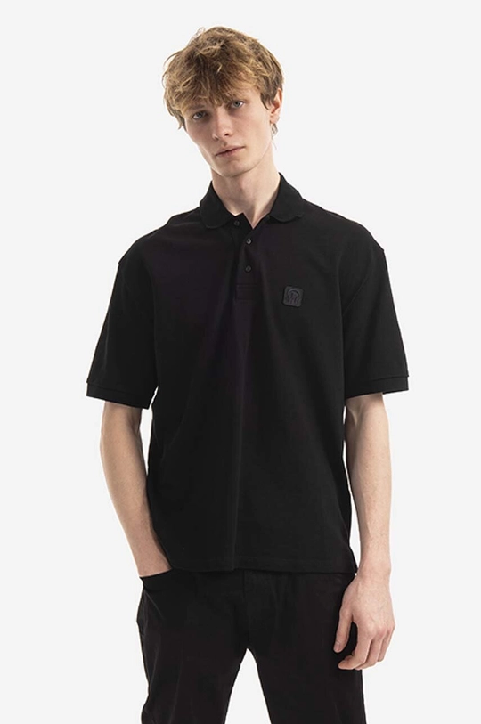 black Neil Barett cotton polo shirt Music Bolt Polo Men’s