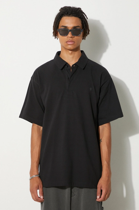 adidas Originals polo in cotone Essentials rilassato nero HR8677