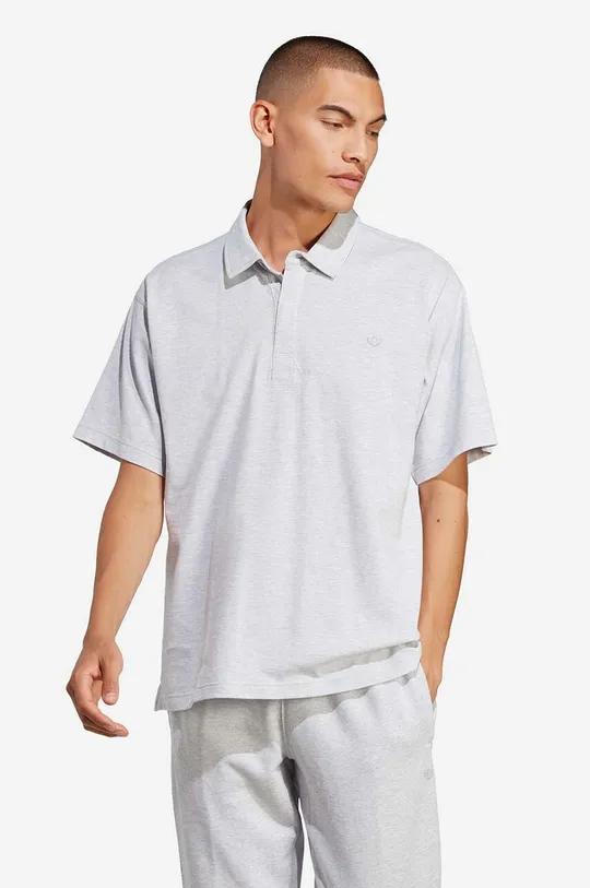 gray adidas Originals cotton polo shirt Men’s