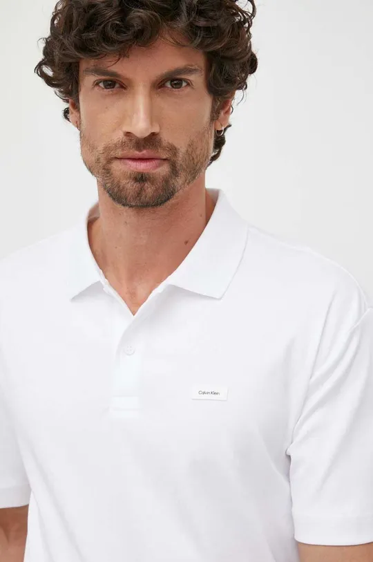 λευκό Βαμβακερό μπλουζάκι πόλο Calvin Klein