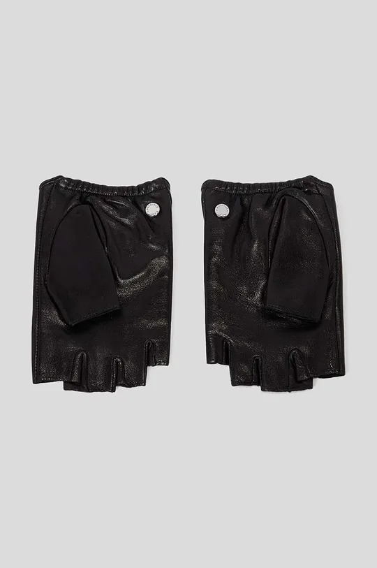 Usnjene rokavice brez prstov Karl Lagerfeld črna