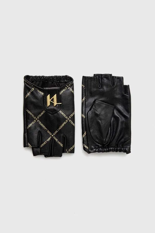 μαύρο Δερμάτινα γάντια Karl Lagerfeld Γυναικεία