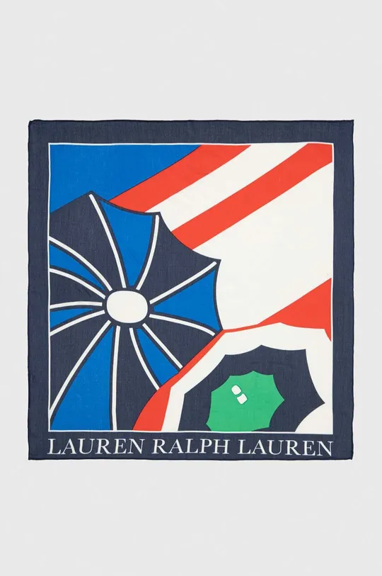 Šatka s prímesou hodvábu Lauren Ralph Lauren modrá
