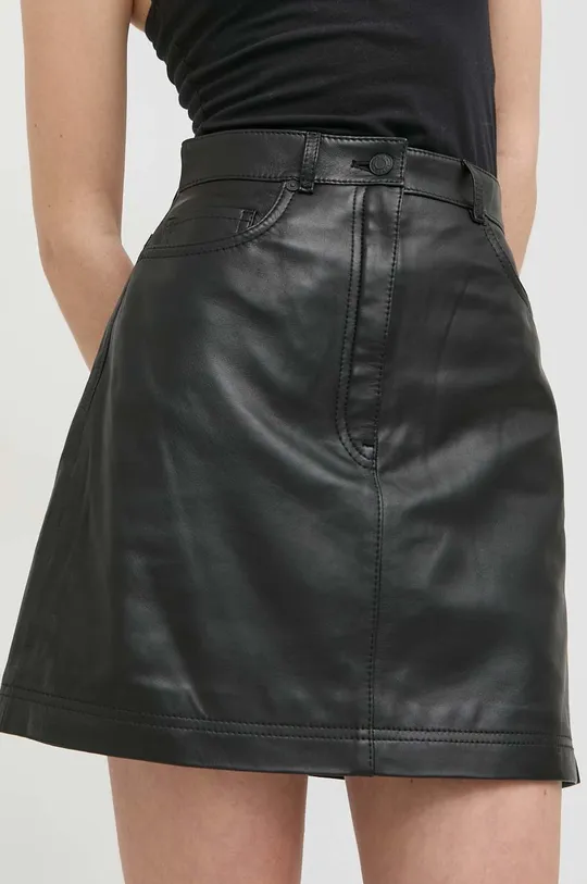 Kožna suknja HUGO crna