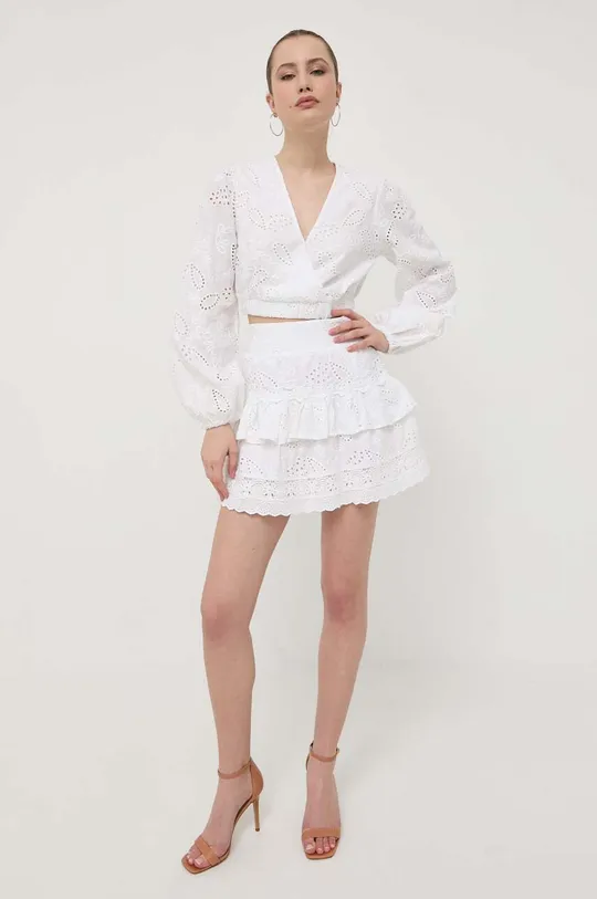 Βαμβακερή φούστα Guess λευκό