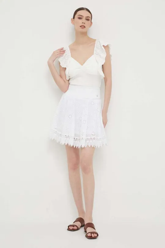 biela Bavlnená sukňa Guess Dámsky