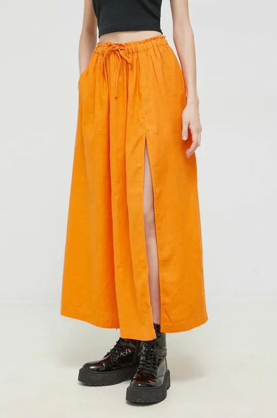 πορτοκαλί Λινή φούστα Abercrombie & Fitch Γυναικεία