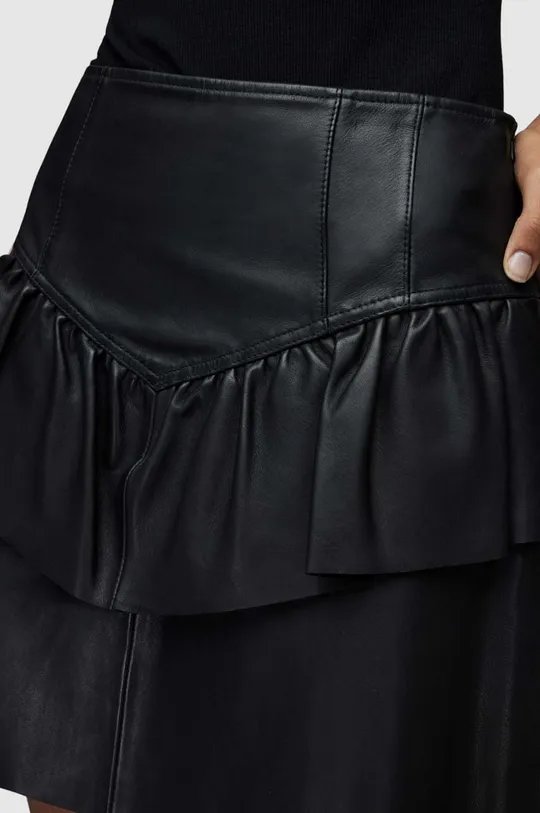 Kožená sukňa AllSaints čierna