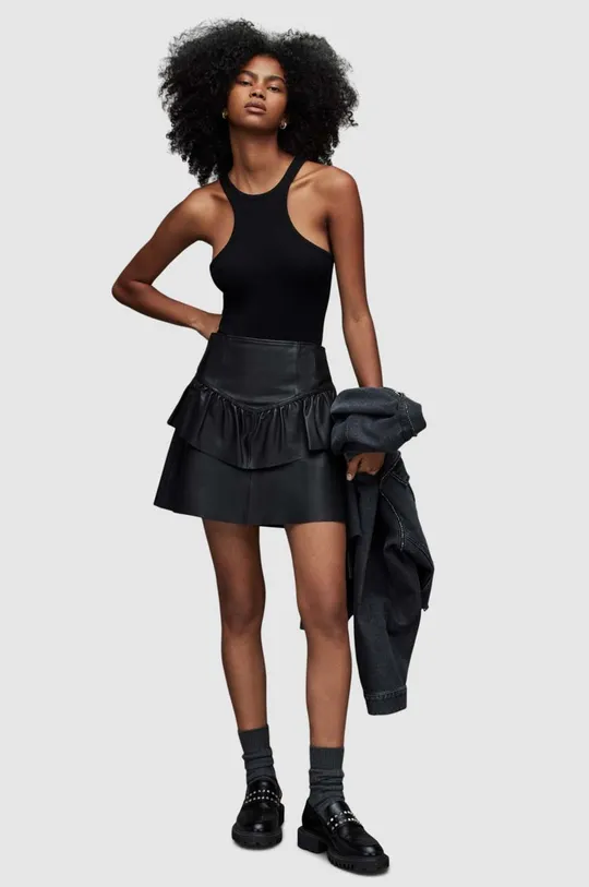 čierna Kožená sukňa AllSaints