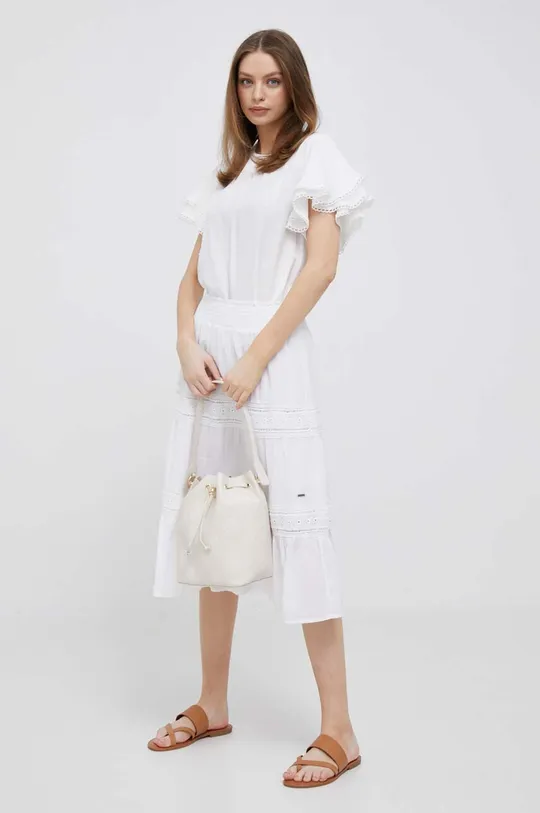 Βαμβακερή φούστα Pepe Jeans Pelia λευκό