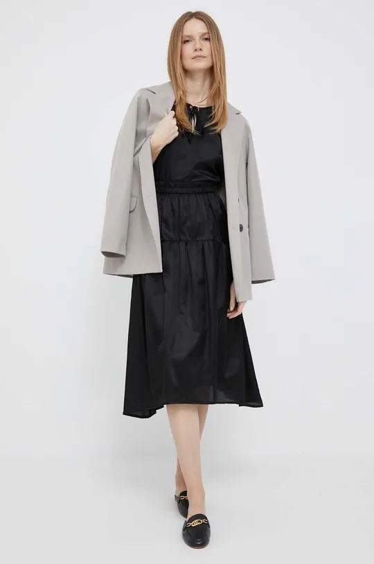 Φούστα με μείγμα κασμίρ DKNY μαύρο