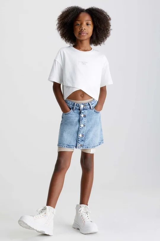 niebieski Calvin Klein Jeans spódnica jeansowa dziecięca Dziewczęcy