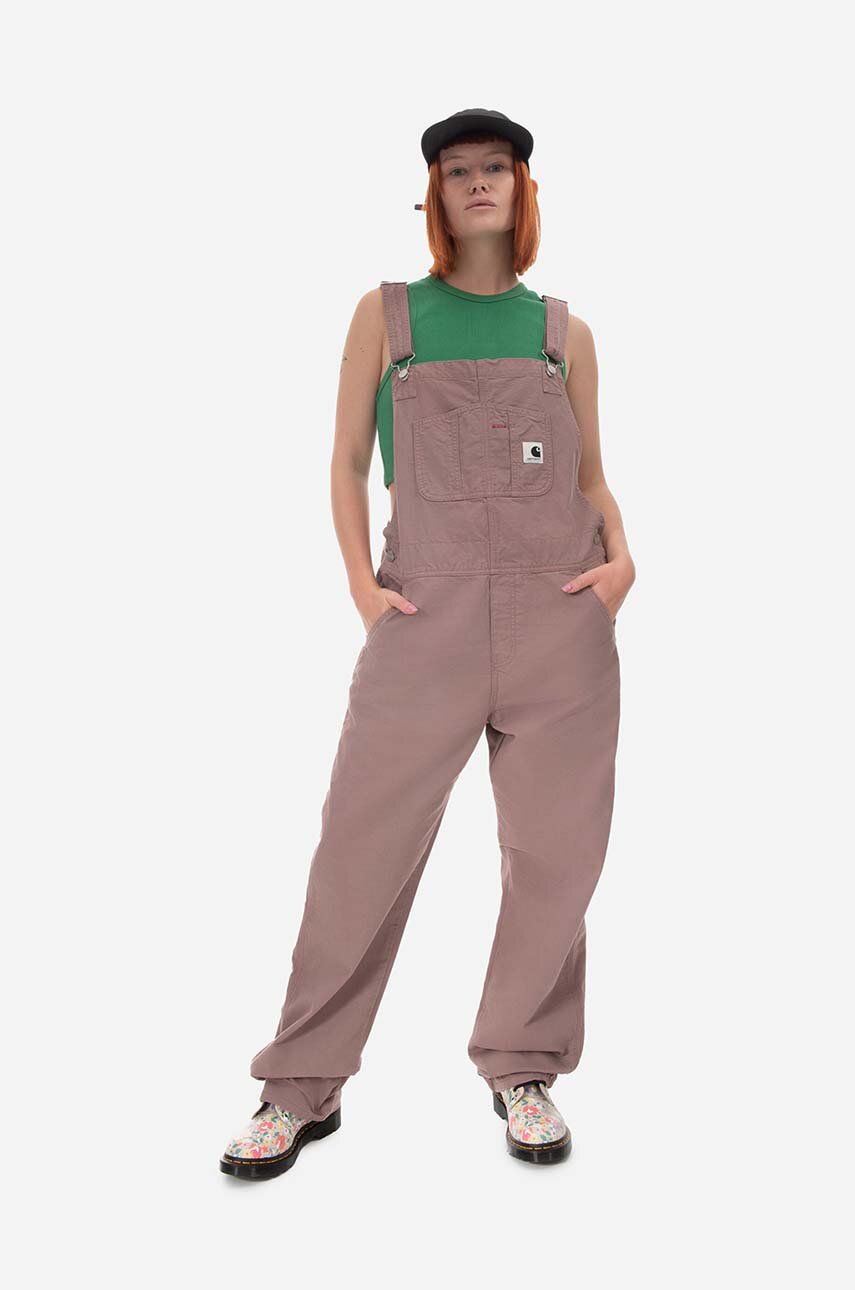 ružová Bavlnené nohavice na traky Carhartt WIP Bib Overall Dámsky