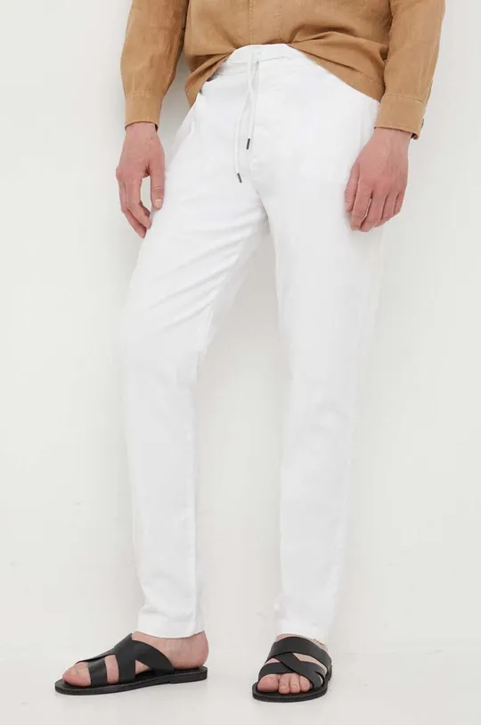 λευκό Παντελόνι με λινό μείγμα Guess Ανδρικά