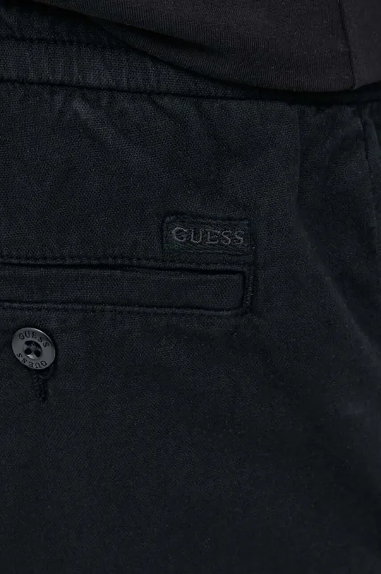 czarny Guess spodnie z domieszką lnu
