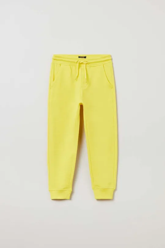 żółty OVS spodnie dresowe bawełniane dziecięce Chłopięcy