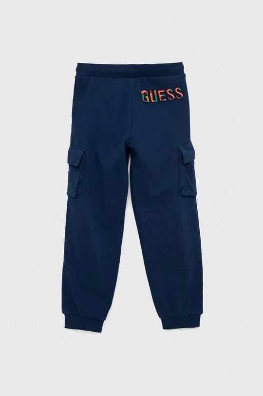 Дитячі бавовняні штани Guess темно-синій
