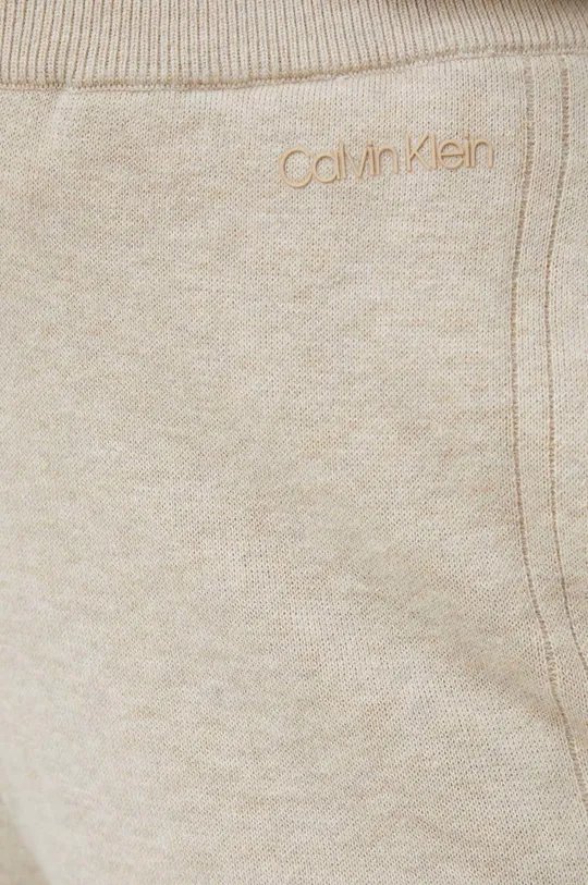 bézs Calvin Klein melegítőnadrág gyapjúkeverékkel