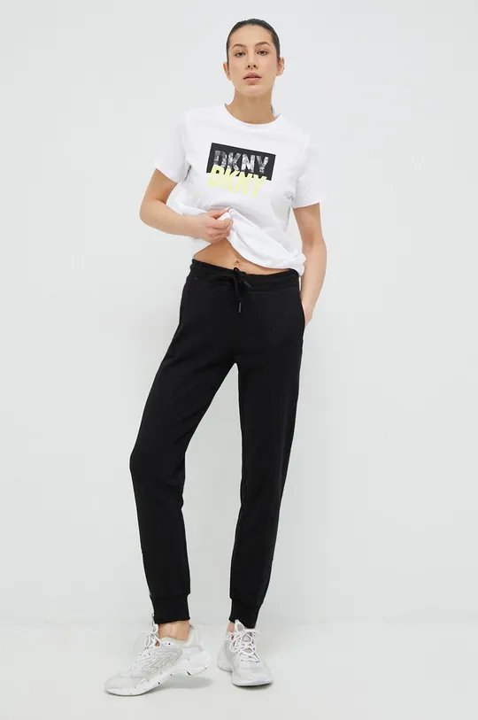 Βαμβακερό παντελόνι DKNY μαύρο