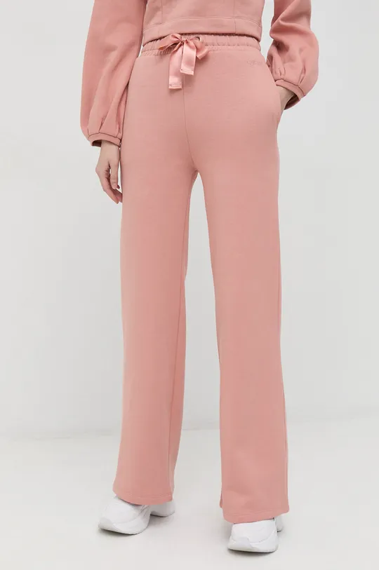 Βαμβακερό παντελόνι Guess ροζ