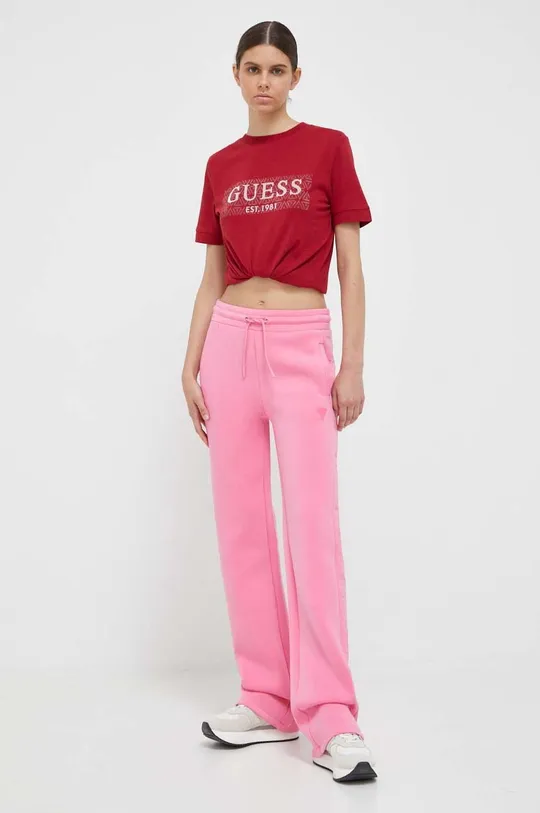 Guess spodnie dresowe BRENDA różowy