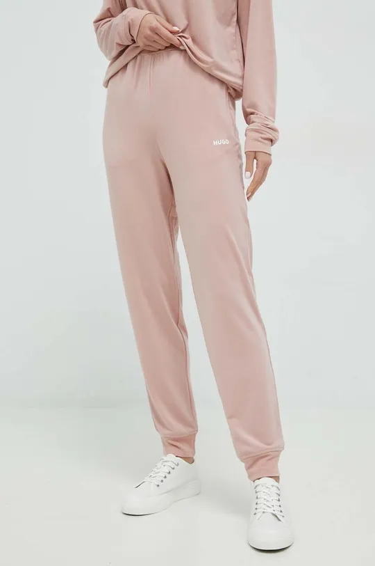 pastelowy różowy HUGO spodnie dresowe Damski