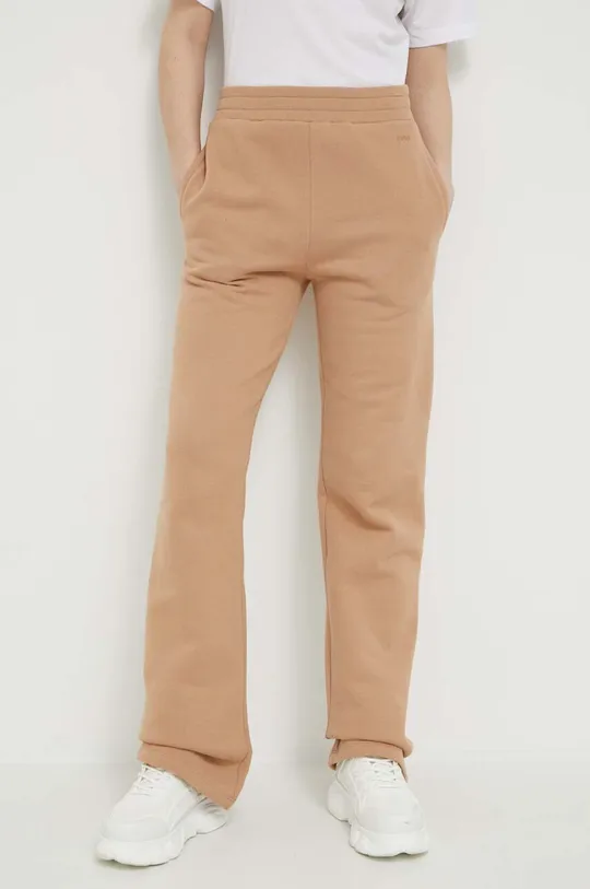 HUGO spodnie dresowe bawełniane brązowy