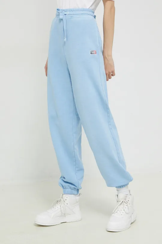 niebieski Tommy Jeans spodnie dresowe bawełniane Damski