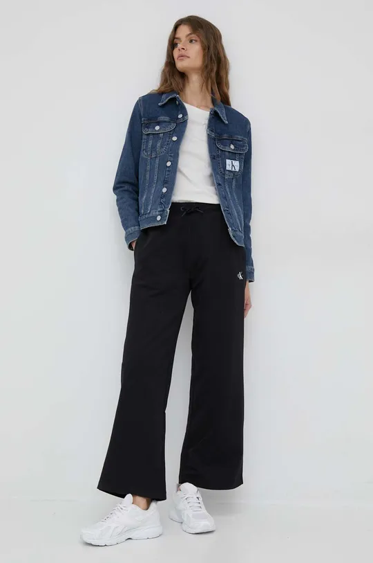 Βαμβακερό παντελόνι Calvin Klein Jeans μαύρο