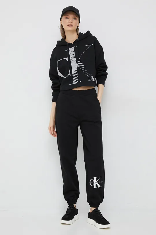 Παντελόνι φόρμας Calvin Klein Jeans μαύρο