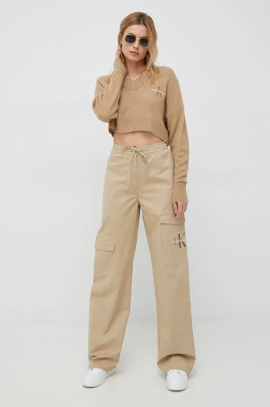 Calvin Klein Jeans spodnie beżowy