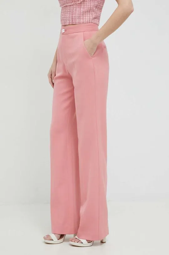 różowy Custommade spodnie z domieszką wełny Petry Damski